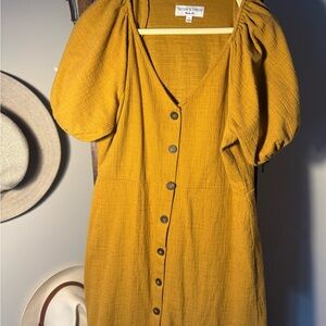 Madewell Golden Button-Front Midi Dress